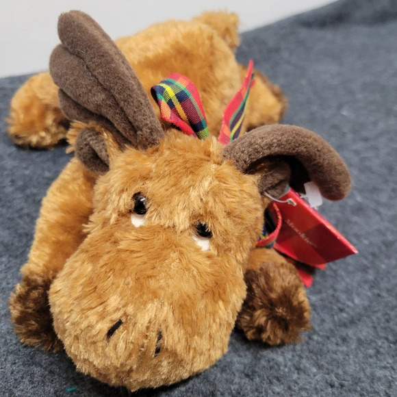 🌴3/$15🌴 Mookie the Christmas Moose 🫎  wearing plaid scarf RUSS vintage - Picture 8 of 12